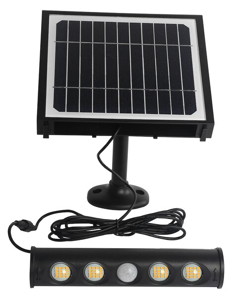 Exteriérové solárne LED svietidlo Talent, 4x LED 8w, čierna, pohybový senzor