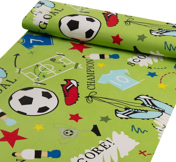 Biante Detské bavlnené posteľné obliečky do postieľky Sandra SA-645 Futbal to je hra - na zelenom Do postieľky 90x120 a 40x60 cm