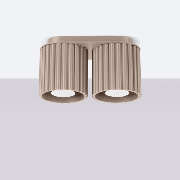 Stropné svietidlo Aura, 2x tmavobéžové hliníkové tienidlo, (10 cm)