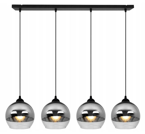 Závesné svietidlo Bergen, 4x chrómové/transparentné sklenené tienidlo (fi 15cm)