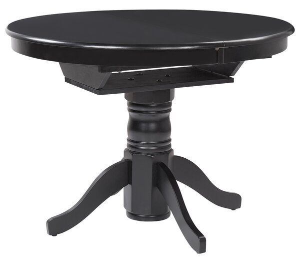 Rozkladací jedálenský stôl čierny kaučukové drevo MDF106/150 x 106 cm oválny vintage vidiecky štýl