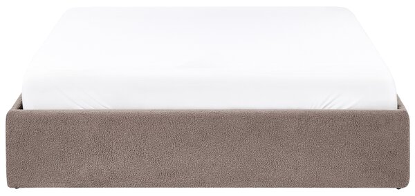 Posteľ s úložným priestorom sivobéžová buklé 140 x 200 cm čalúnený rám postele s roštom moderný dizajn