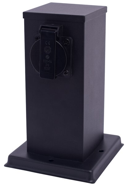 Elektrický záhradný stĺpik Electric, nerezová oceľ, 2 zásuvky, čierna, (20 cm)