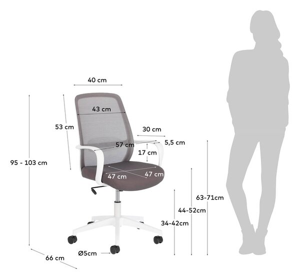 Sivá kancelárska stolička Kave Home Melva