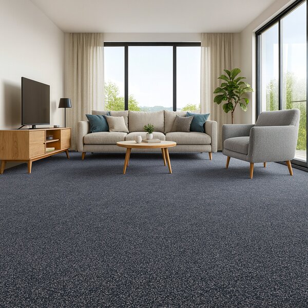 Tapibel , Koberec metráž Supersoft 780 sv. modrý, na mieru, šíře 4m, modrá, ab (mriežka), obývacia izba