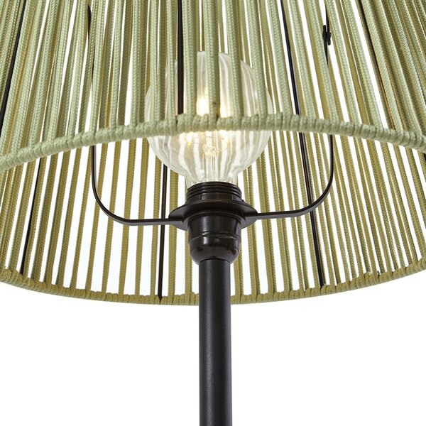 Vonkajšia stojaca lampa čierna so zeleným lanovým tienidlom IP44 - Virginia Jayla