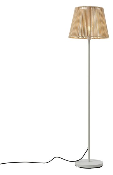 Vonkajšia stojaca lampa biela s béžovým lanovým tienidlom IP44 - Virginia Jayla