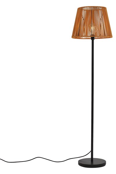 Vonkajšia stojaca lampa čierna s oranžovým lanovým tienidlom IP44 - Virginia Jayla