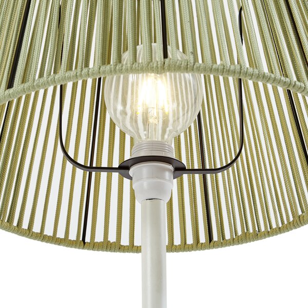 Vonkajšia stojaca lampa biela so zeleným lanovým tienidlom IP44 - Virginia Jayla