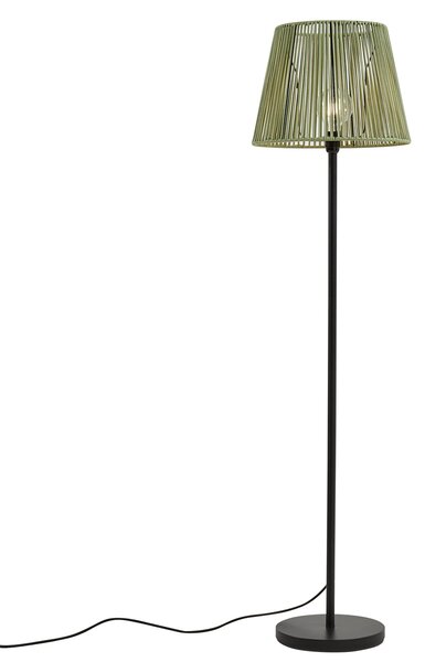 Vonkajšia stojaca lampa čierna so zeleným lanovým tienidlom IP44 - Virginia