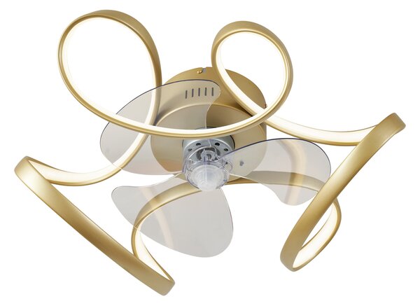 Stropný ventilátor mosadzný 55 cm vrátane LED stmievateľný s diaľkovým ovládaním - Mandy
