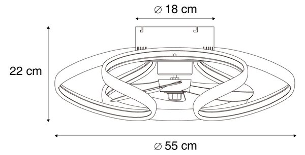 Stropný ventilátor mosadzný 55 cm vrátane LED stmievateľný s diaľkovým ovládaním - Mandy