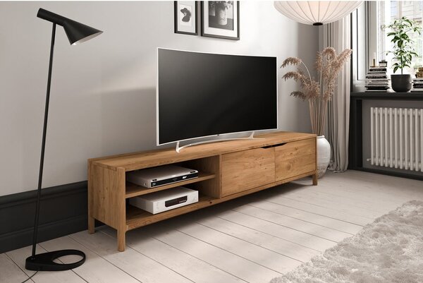 TV stolík z dubového dreva v prírodnej farbe 200x48 cm Twig – The Beds