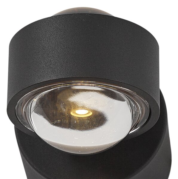 Dizajnové nástenné svietidlo čierne vrátane LED IP44 - Lens