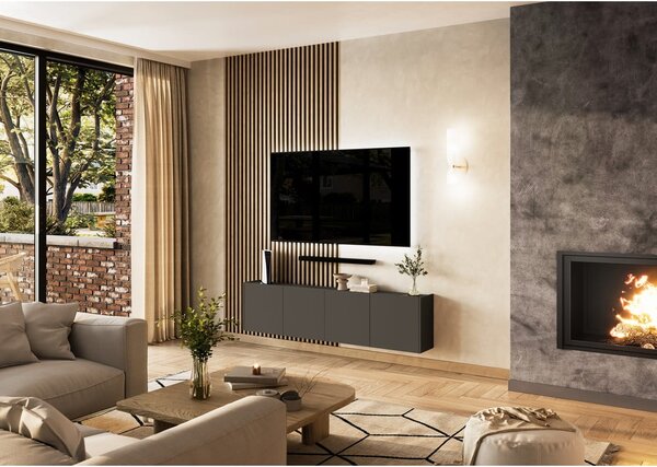 Antracitový TV stolík 183x45 cm Piana – Germania