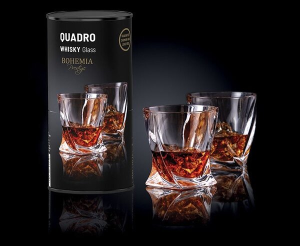BOHEMIA PRESTIGE QUADRO POHÁR NA WHISKY V TUBE 340 ML SADA 2KS