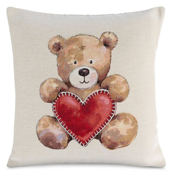 VIANOČNÁ GOBELÍNOVÁ DEKORAČNÁ OBLIEČKA NA VANKÚŠ TEDDY 45X45 CM VZOROVANÁ