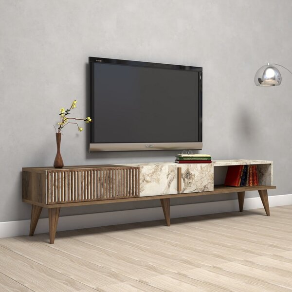 TV stolík v dekore mramoru v prírodnej farbe 180x40 cm Milan – Kalune Design