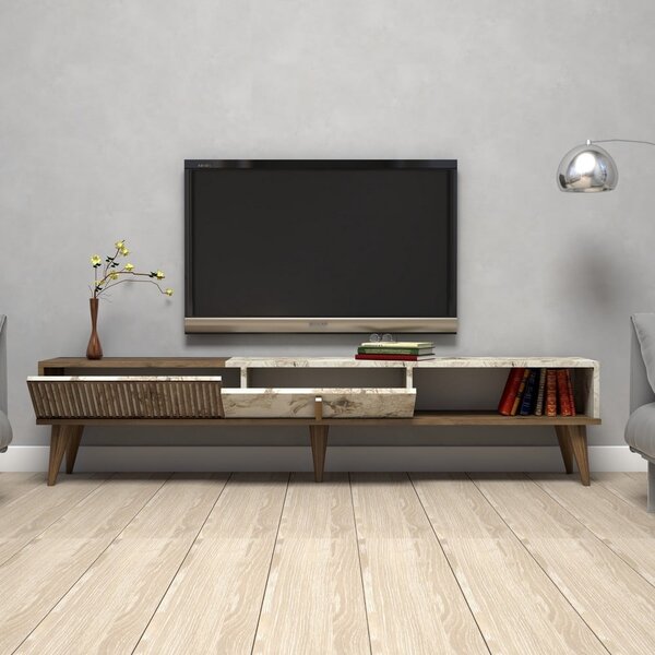 TV stolík v dekore mramoru v prírodnej farbe 180x40 cm Milan – Kalune Design
