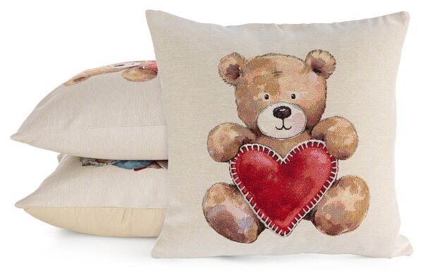 VIANOČNÁ GOBELÍNOVÁ DEKORAČNÁ OBLIEČKA NA VANKÚŠ TEDDY 45X45 CM VZOROVANÁ