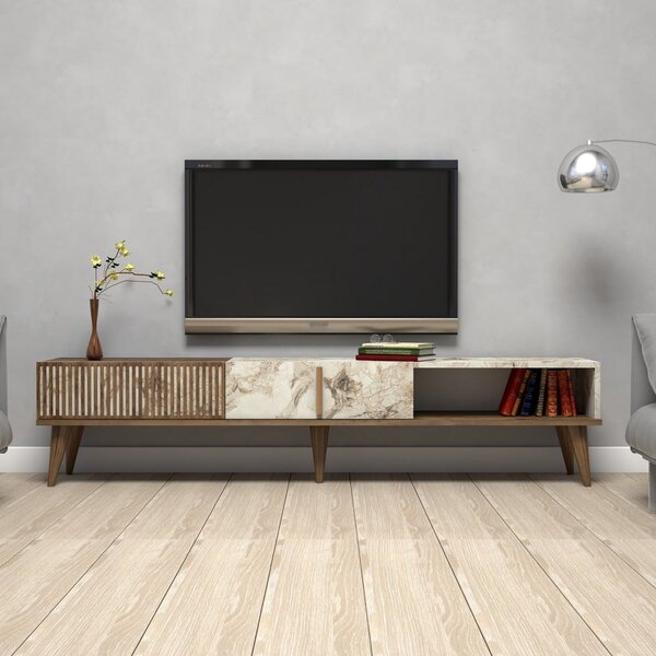 TV stolík v dekore mramoru v prírodnej farbe 180x40 cm Milan – Kalune Design