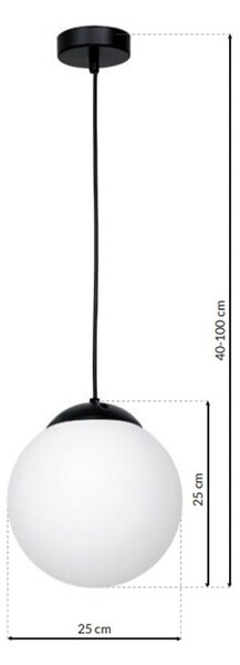 Závesné svietidlo Lima, 1x biele sklenené tienidlo, b