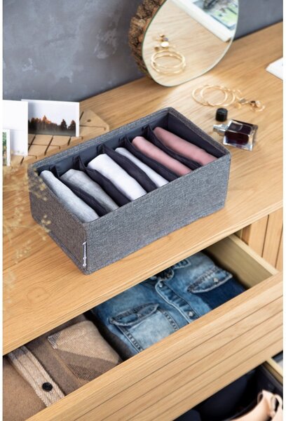 Sivý organizér do zásuvky s priehradkami Bigso Box of Sweden Drawer, 16,5 x 11 cm