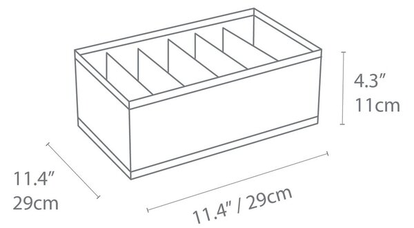 Sivý organizér do zásuvky s priehradkami Bigso Box of Sweden Drawer, 16,5 x 11 cm