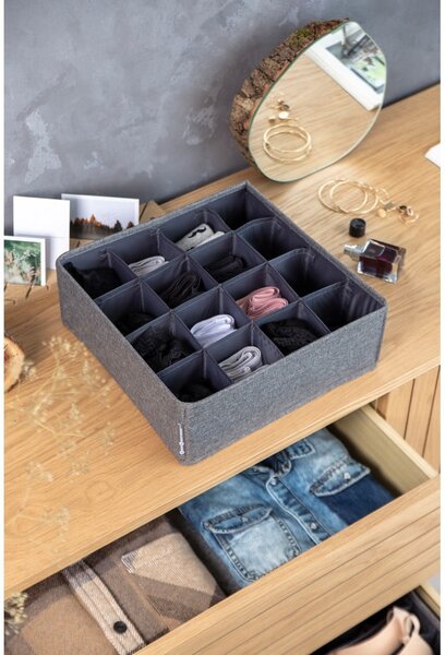 Sivý organizér do zásuvky s 16 priehradkami Bigso Box of Sweden Drawer