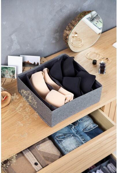 Sivý organizér do zásuvky s priehradkami Bigso Box of Sweden Drawer, 29 x 11 cm