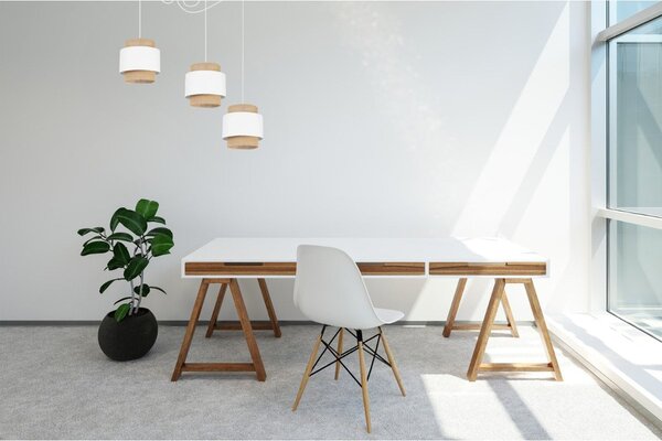 Závesné svietidlo Boho Spider, 3x jutové/biele textilné tienidlo