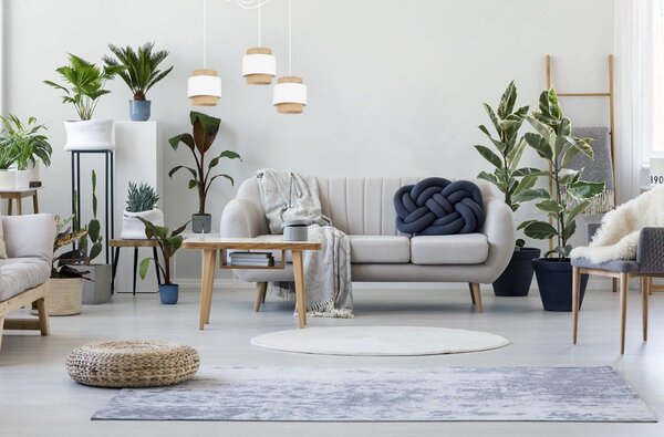 Závesné svietidlo Boho Spider, 3x jutové/biele textilné tienidlo