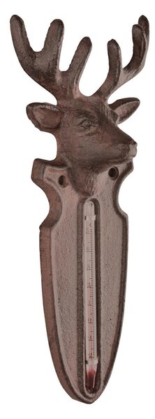 Nástenný teplomer Deer, 22x9,5 cm, liatina, hnedá