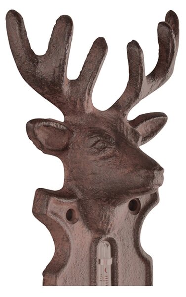Nástenný teplomer Deer, 22x9,5 cm, liatina, hnedá
