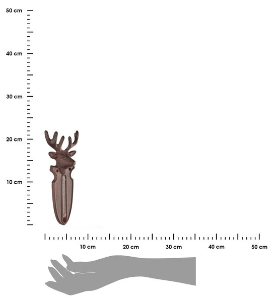 Nástenný teplomer Deer, 22x9,5 cm, liatina, hnedá