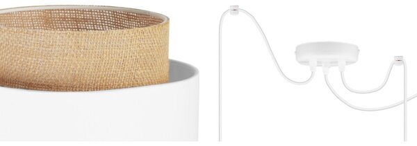 Závesné svietidlo Boho Spider, 3x jutové/biele textilné tienidlo