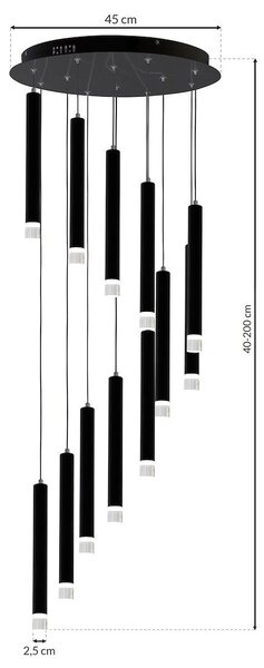 Závesné svietidlo Carbon, 12x biele kovové tienidlo, b