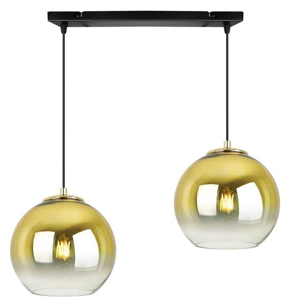 Závesné svietidlo Bergen Gold, 2x zlaté/transparentné sklenené tienidlo (fi 20cm)