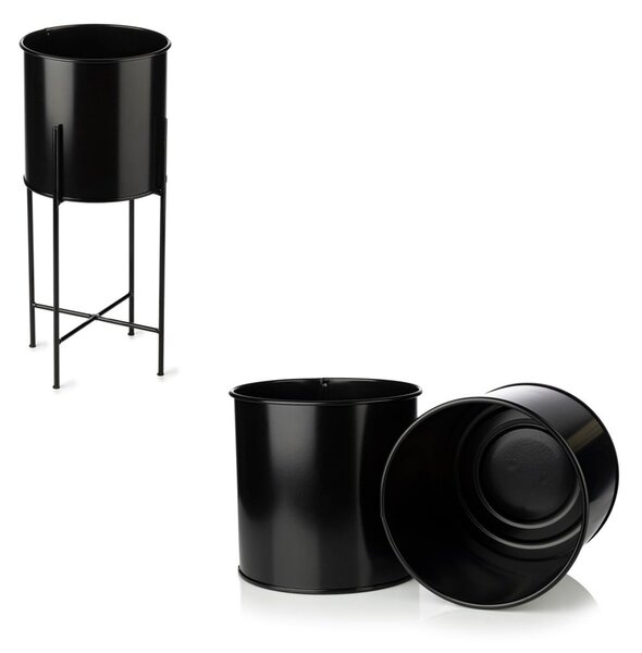 KOVOVÝ KVETINÁČ SO STOJANOM DARK 55X21 CM ČIERNA