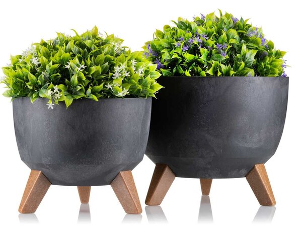 PLASTOVÝ KVETINÁČ ROSA ECO 15X24 CM IMITÁCIA BETÓNU ČIERNA