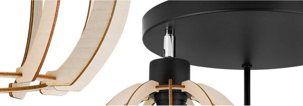 Stropné svietidlo Timber 9, 3x drevené tienidlo, orp
