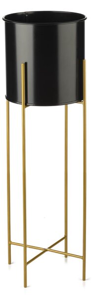 KOVOVÝ KVETINÁČ SO STOJANOM GLAMOUR 75X24 CM ČIERNA/ZLATÁ