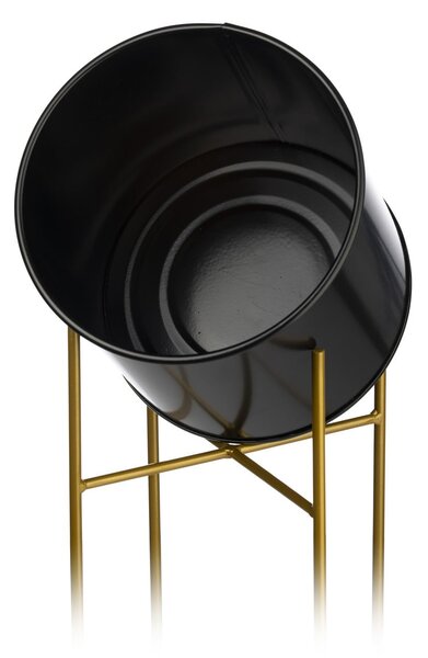 KOVOVÝ KVETINÁČ SO STOJANOM GLAMOUR 75X24 CM ČIERNA/ZLATÁ