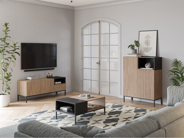 Konferenčný stolík v čierno-prírodnej farbe 56x90 cm Cailin – Marckeric
