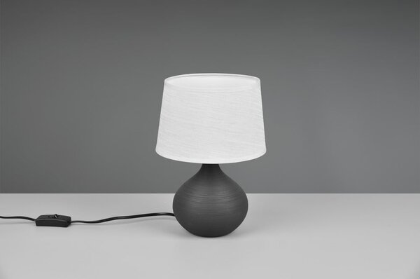 Tmavohnedá stolová lampa z keramiky a tkaniny Reality Martin, výška 29 cm