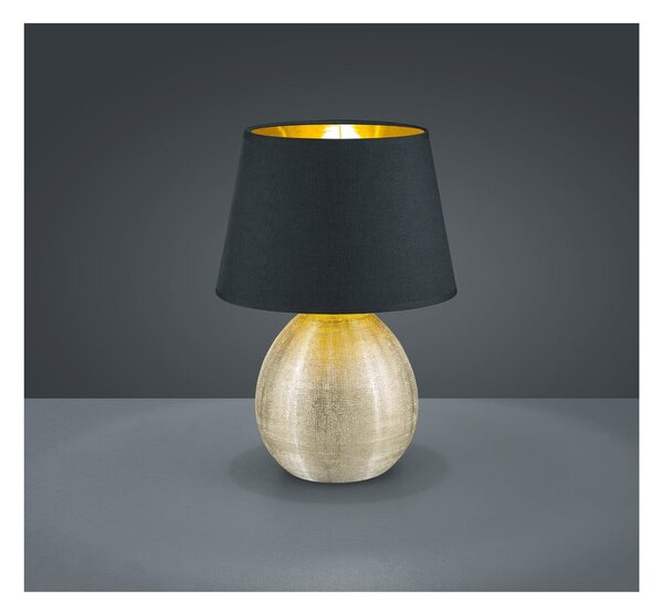 Čierna stolová lampa z keramiky a tkaniny Reality Luxor, výška 35 cm