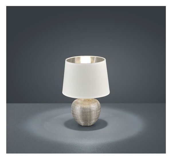 Biela stolová lampa z keramiky a tkaniny Reality Luxor, výška 26 cm