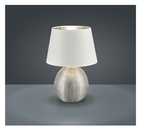Biela stolová lampa z keramiky a tkaniny Reality Luxor, výška 35 cm
