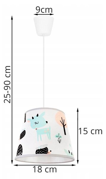 Detské závesné svietidlo Bambi, 1x textilné tienidlo so vzorom, s