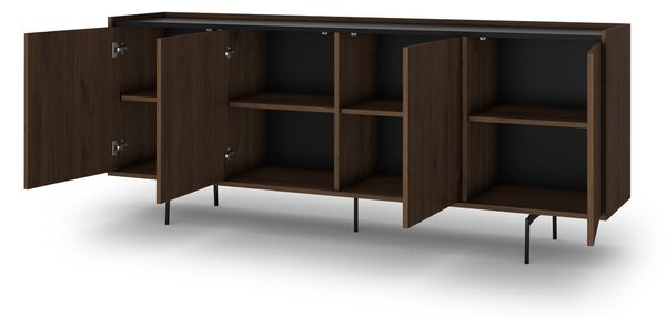 Elegantná komoda Zenar 200 cm so štyrmi dverami - orech / čierna